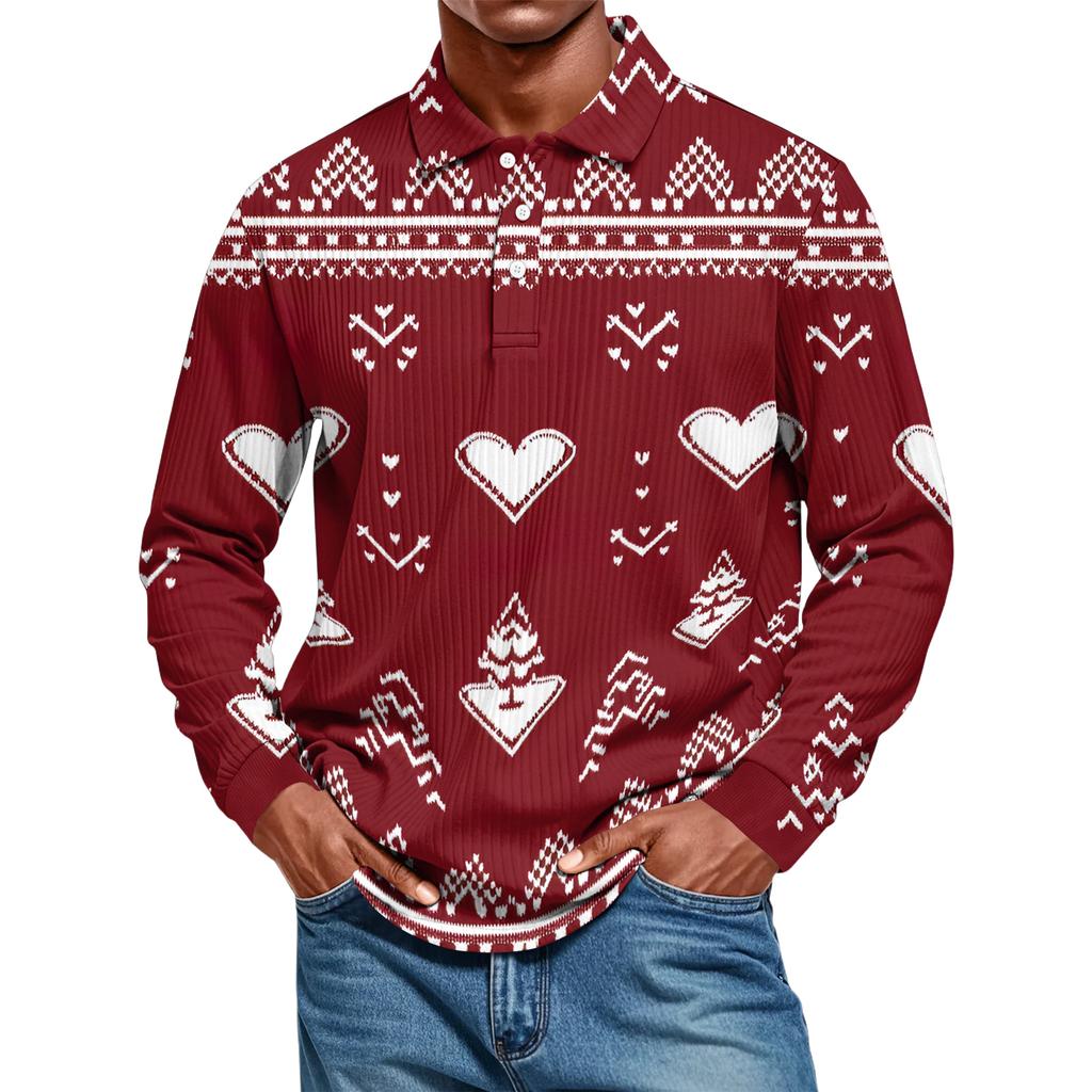Men's Casual Style Solid Color Loose  Shirt Long-sleeved Top