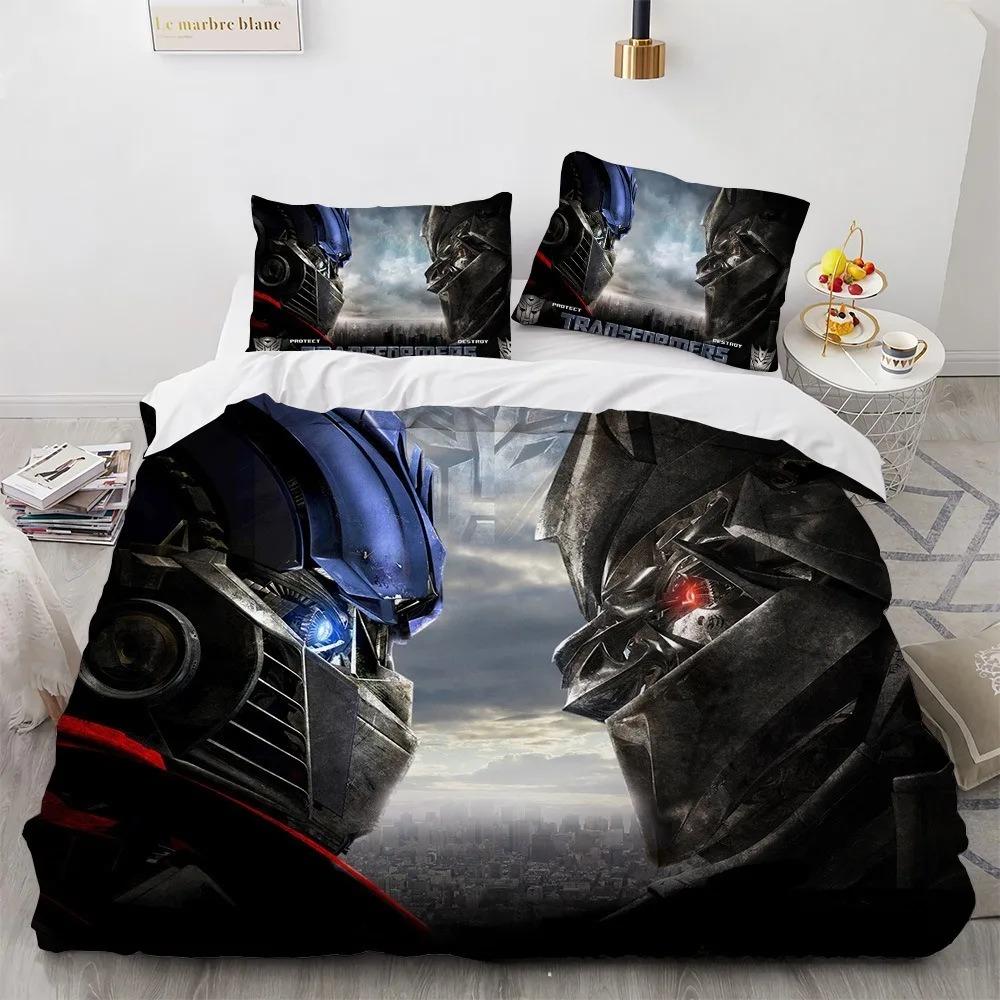 3D Printed T-Transformers Duvet Cover and Pillowcase, Double Bed Bedding Set, Bedroom Decoration, Gift for Girls and Boys