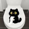 Klebe-WC-Sticker, Wandaufkleber mit schwarzem Katzenmotiv, Wasserdichter Dekorationsaufkleber ohne Kleberückstände, Einfach anzubringen und zu entfernen, Badezimmerdekoration