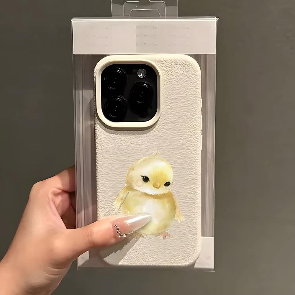 Cute Yellow Chick Pattern Funny Lychee Soft Phone Case For iPhone 17 16 15 14 13 12 11 Pro Max 14 15 Plus 17 Air X Xs XR Cover