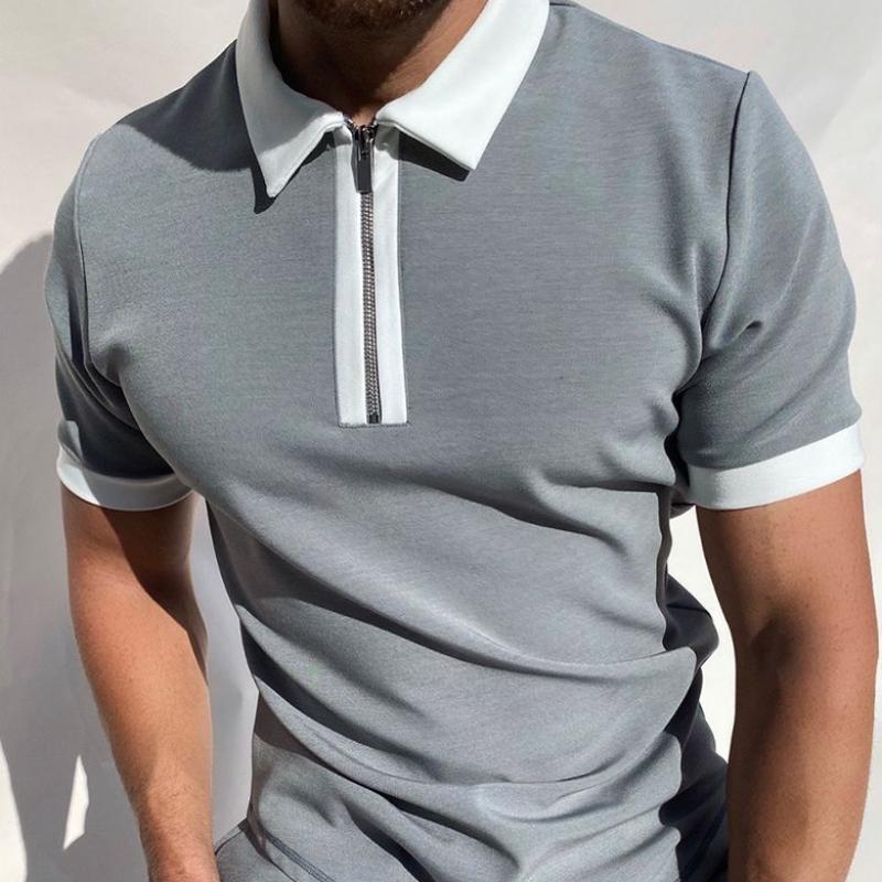 

Мужские топы с короткими рукавами в стиле колор-блок, модная свободная рубашка-поло, модная универсальная рубашка-боди XXXL