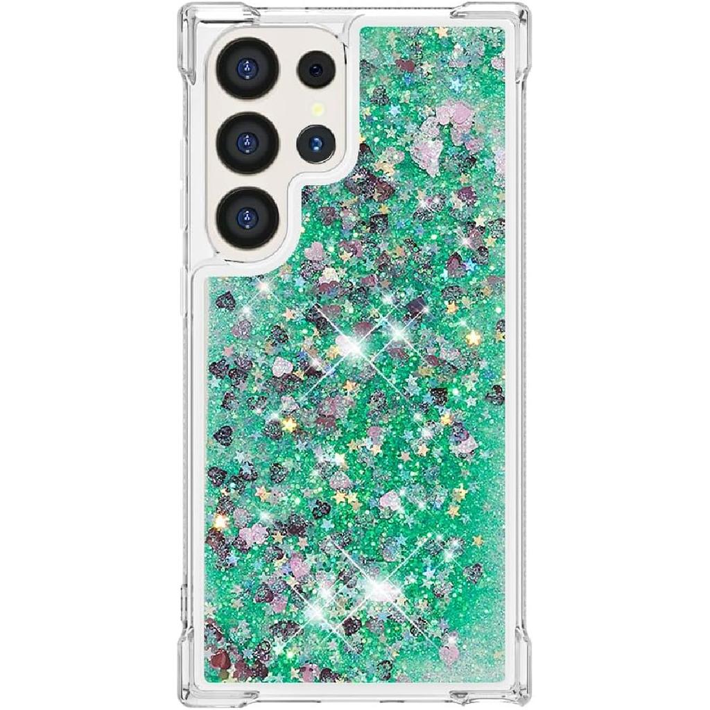 Case for Samsung Galaxy S24 Ultra, Glitter TPU Cover Clear Flowing Quicksand with Anti-Fall Bumper Corner Shockproof Protection Women Girly Case for
