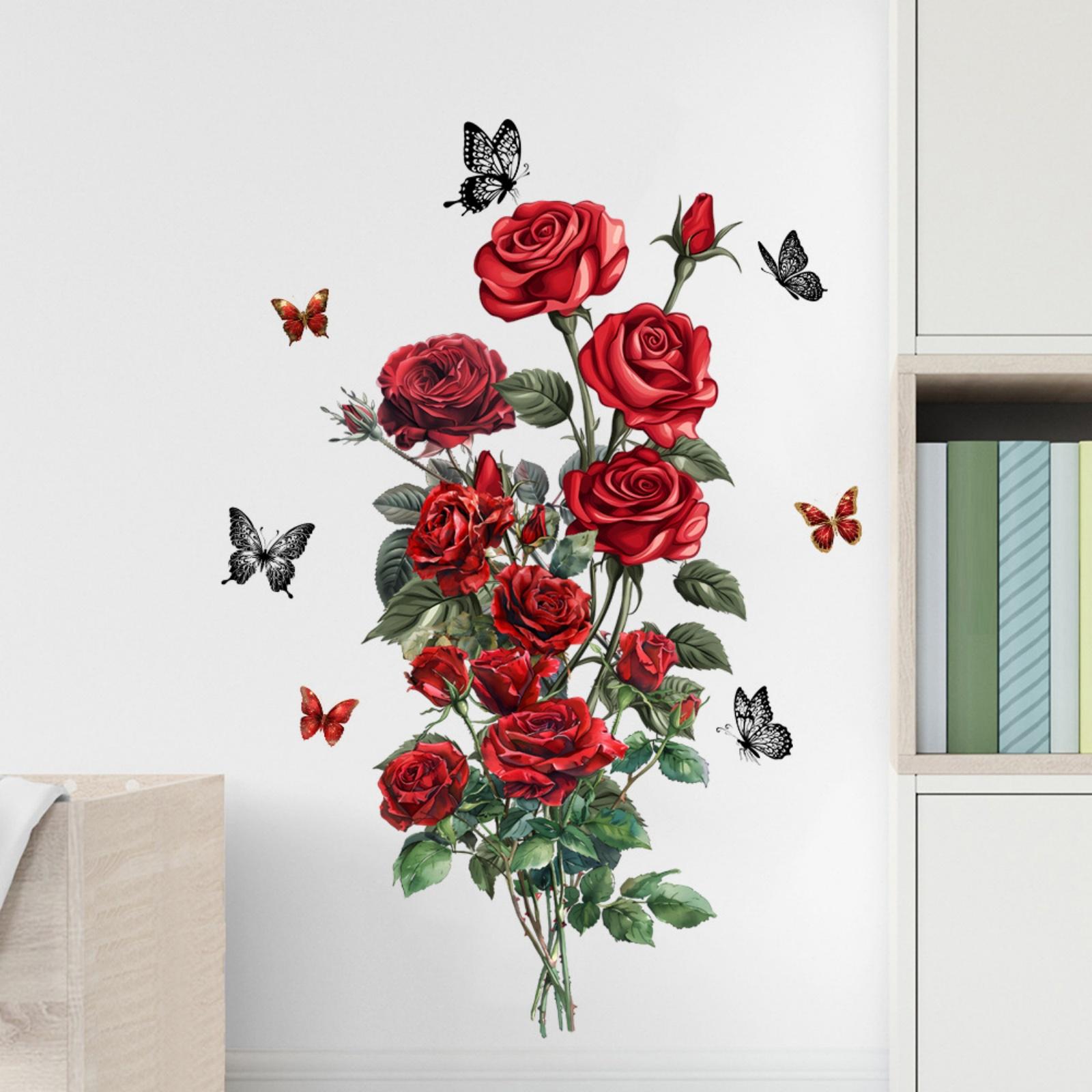 

Valentine s Day Heart-shaped Rose Wall Stickers, Holiday Decorative Stickers, Removable Self-adhesive PVC. One Size