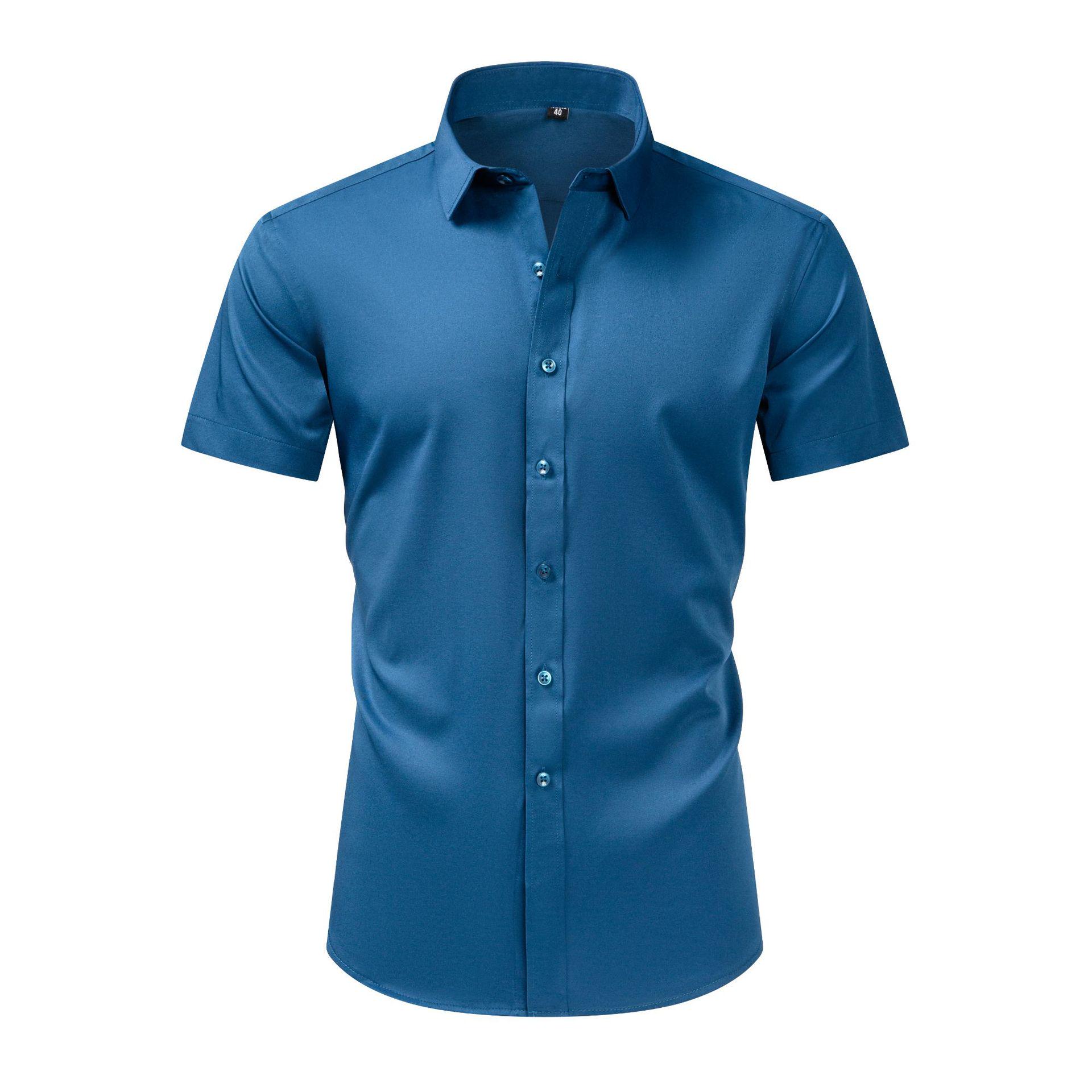 

Men s Long-Sleeve No-Iron Silk-Like Shirt with Vertical Drape and Four-Way Stretch 41/2XL
