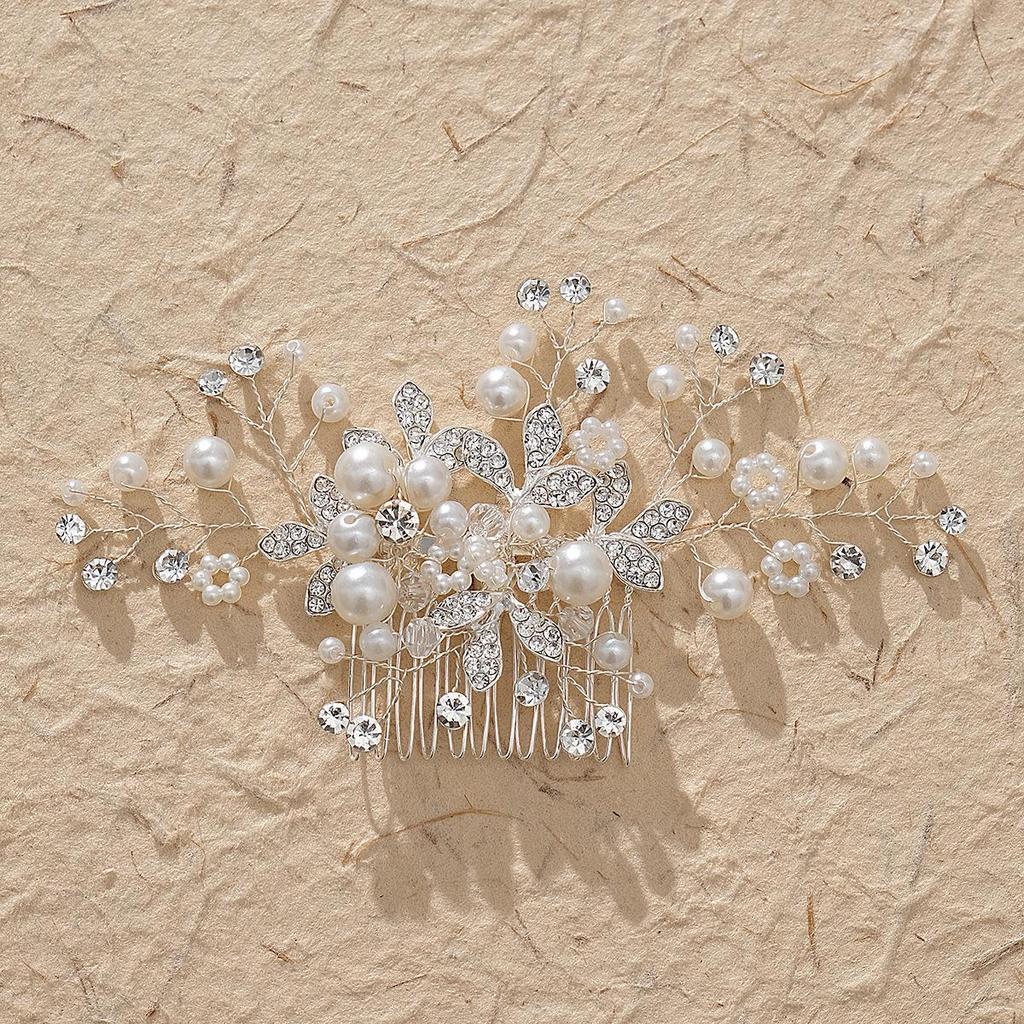 Handmade Pearl and Rhinestone Bridal Hair Comb - European & American Styles