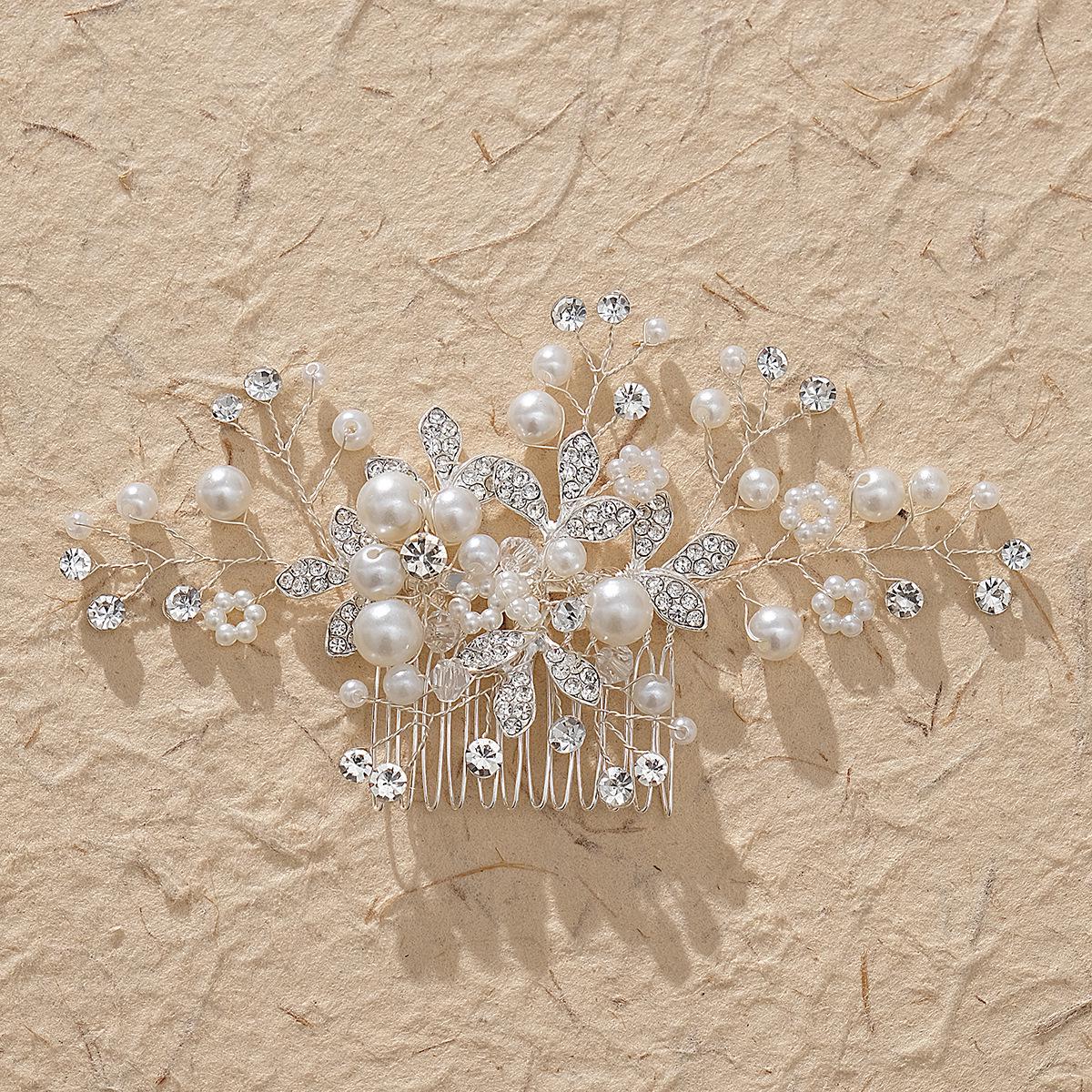 Handmade Pearl and Rhinestone Bridal Hair Comb - European & American Styles