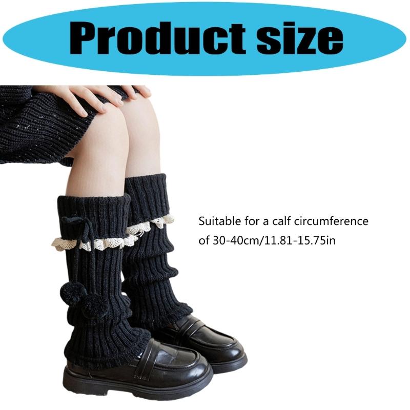 Lolitas Beinstulpen Gestrickte Beinstulpe Süße Weite Bündchen Knöchel Haufen Socken Schülerinnen Fußbedeckung Spitze Rüschen Beinsocken