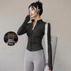 Damen Frühlings-Yoga-Bekleidung 2026: Dünne Fleece-Sportjacke mit Stehkragen, Reißverschluss, enganliegend für Laufen & Fitness.