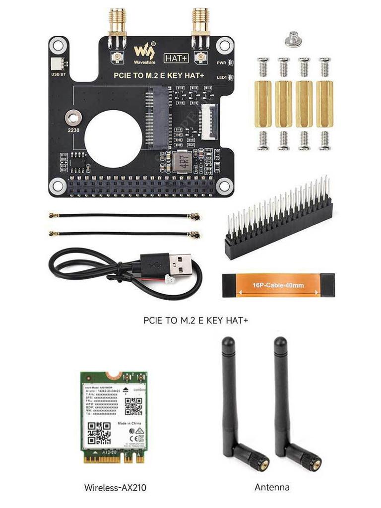 Raspberry Pi 5 M.2 E Key NGFF To PCIe Adapter Board for Wi-Fi 6/7