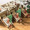 Christmas Assembled Ornament DIY Handmade Sleigh Wooden Craft Xmas Table Decoration Small Snowman