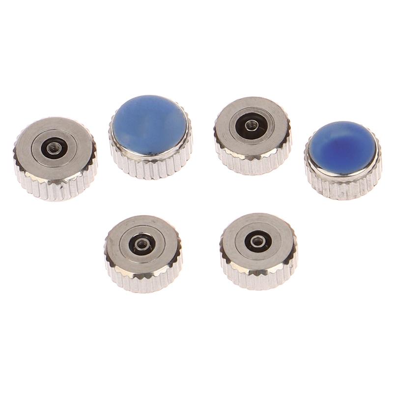 2 Piece Silver Color Steel Watch Crown 4.5Mm-7Mm Head Diameter With Flat Tube For Watches Repair L4429