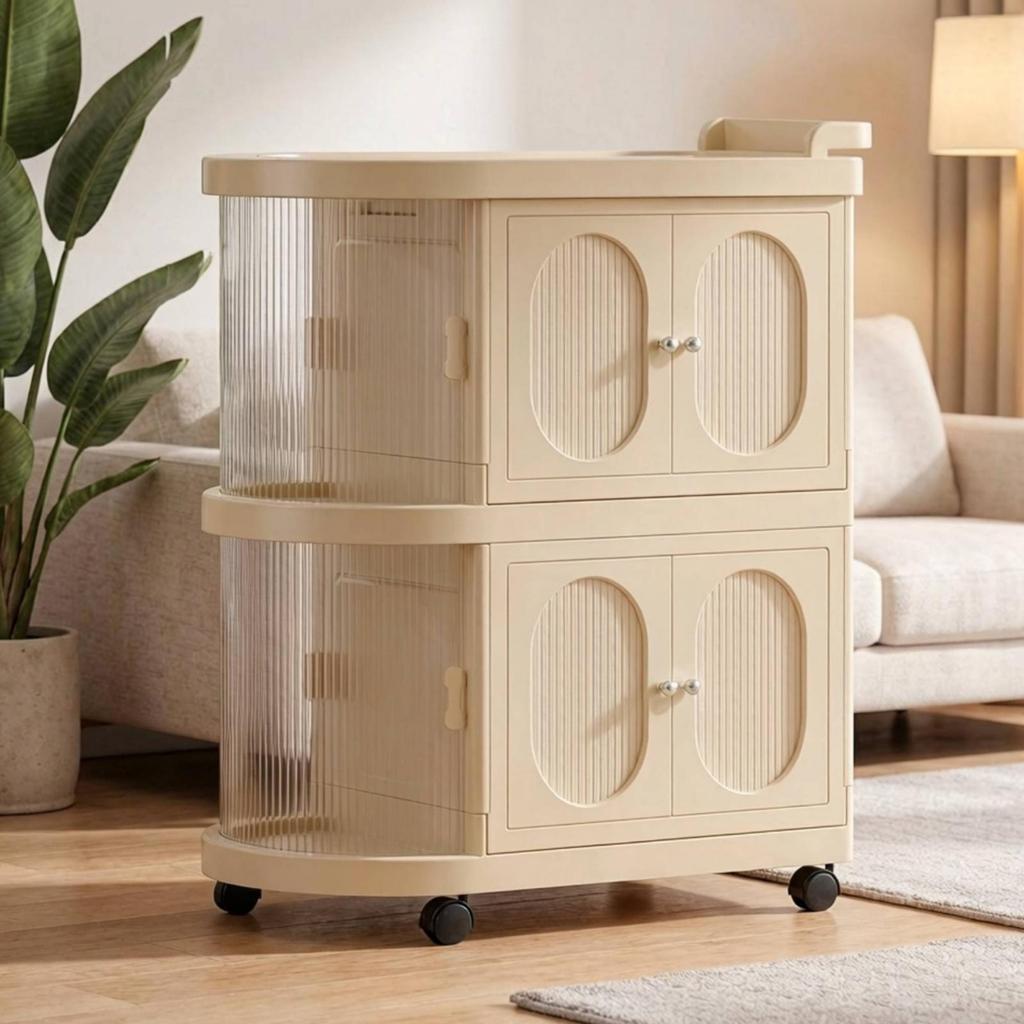 Clear Panels Large Capacity Folding Baby Cabinet Two-Level Nursery