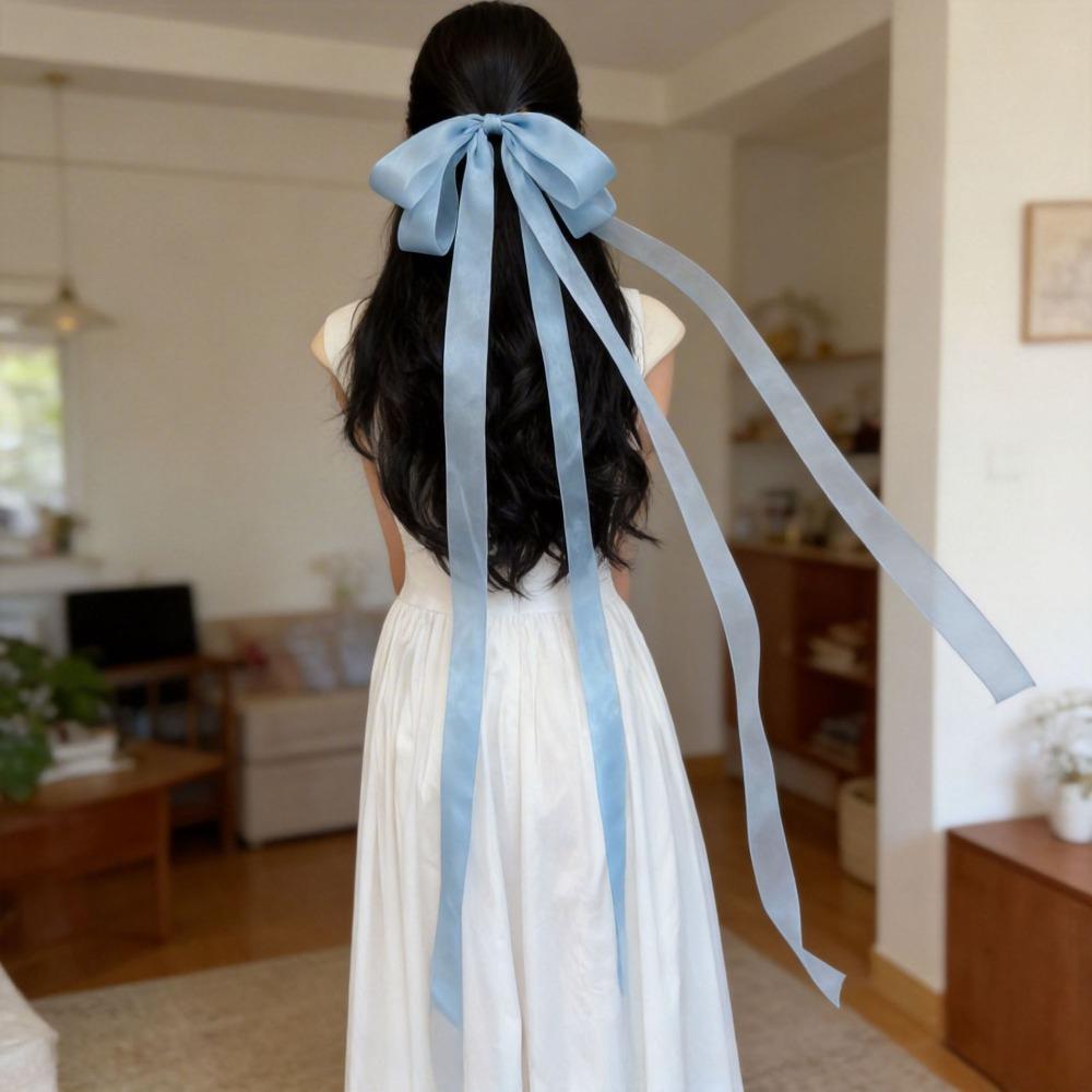 

Long Ribbon Bow Hair Clip JK Style Ponytail Holder New Bun Holder Women Girls синий