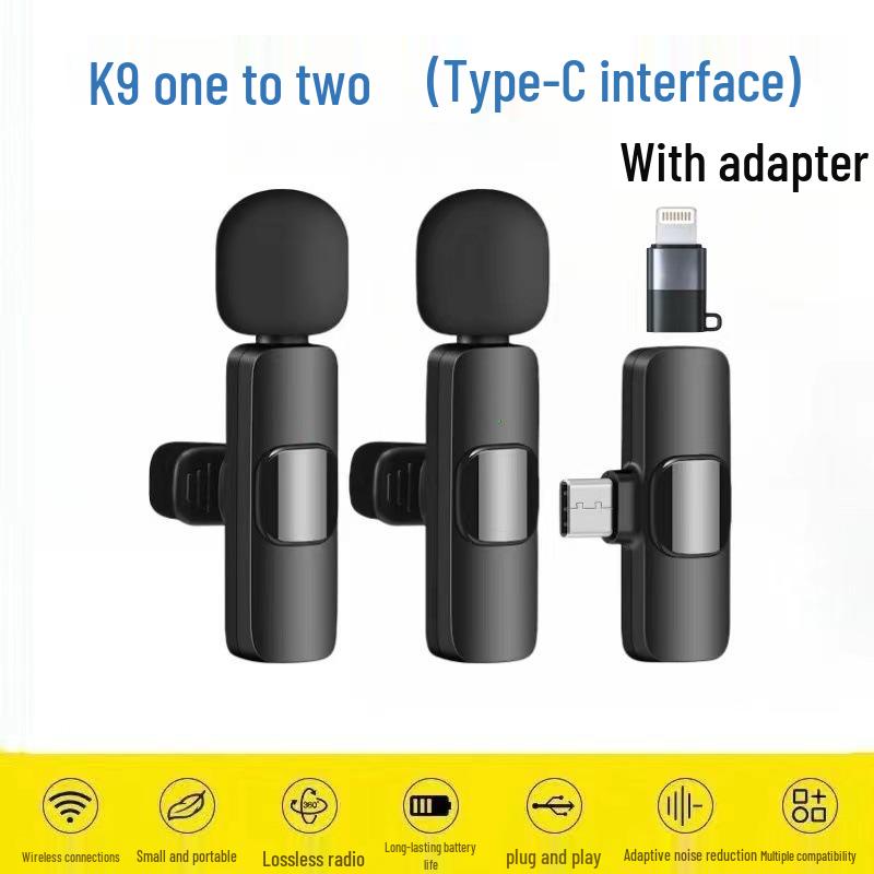 Wireless Lavalier K8 Microphone: 2.4G, Live Recording, Three-Level Noise Reduction, K1 & K9 Models, Small and Versatile.