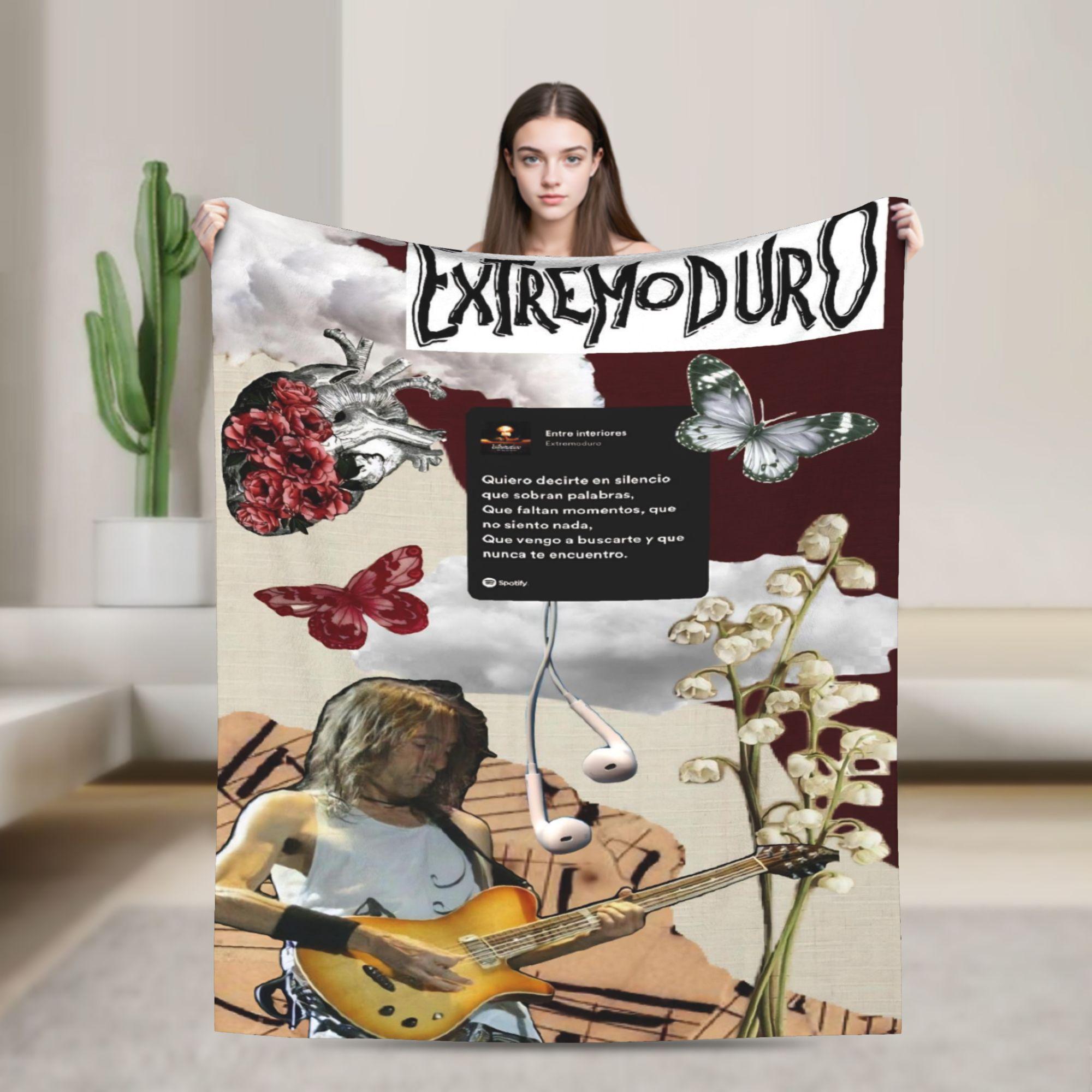 

Super Soft Extremoduro Rock Band Tour Throw Blanket Premium Fleece Flannel Lightweight Bed Blanket Warm Plush Bedspread 100x150cm