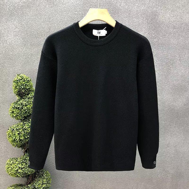 Men S Crew Neck Solid Color Long Sleeve Knit Sweater For Winter