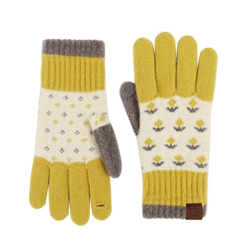 Winter gloves women's self-heating German velvet retro jacquard knitted thermal gloves female student gloves men