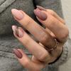 24pcs/Box Laser Full Cover Manicure Tool Oval Head False Nails Wearable Fake Nails Nail Tips
