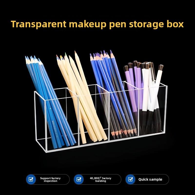Acrylic Transparent Pen Holder Storage Box for Paint Box Cosmetic Brushes Modern Minimalist Style for Desktop Office Dressing