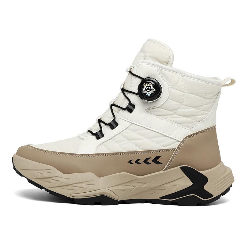 

Winter snow boots men s fleece thickened non-slip waterproof warm high-top men s shoes high-top fleece warm casual cotton shoes 44 верблюд