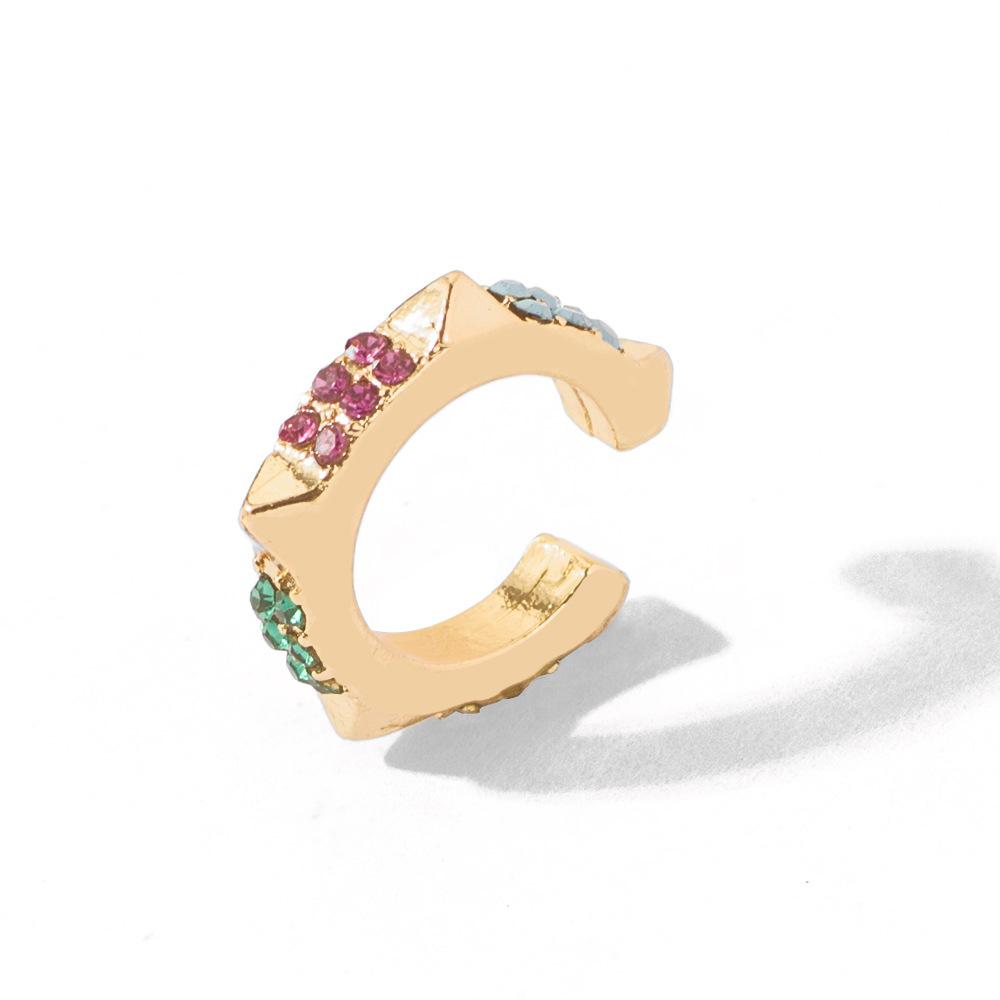 

Стильные и уникальные клипсы для ушей из сплава со стразами, современный геометрический дизайн для модного уличного стиля золотой