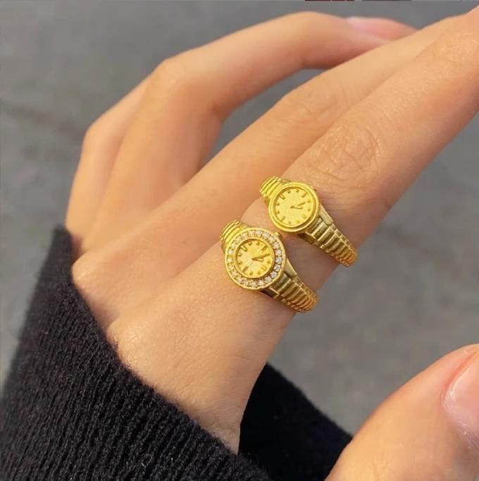 Women's 520 Confession Gold Watch Ring: Small, Adjustable, Niche Gift for Girlfriend