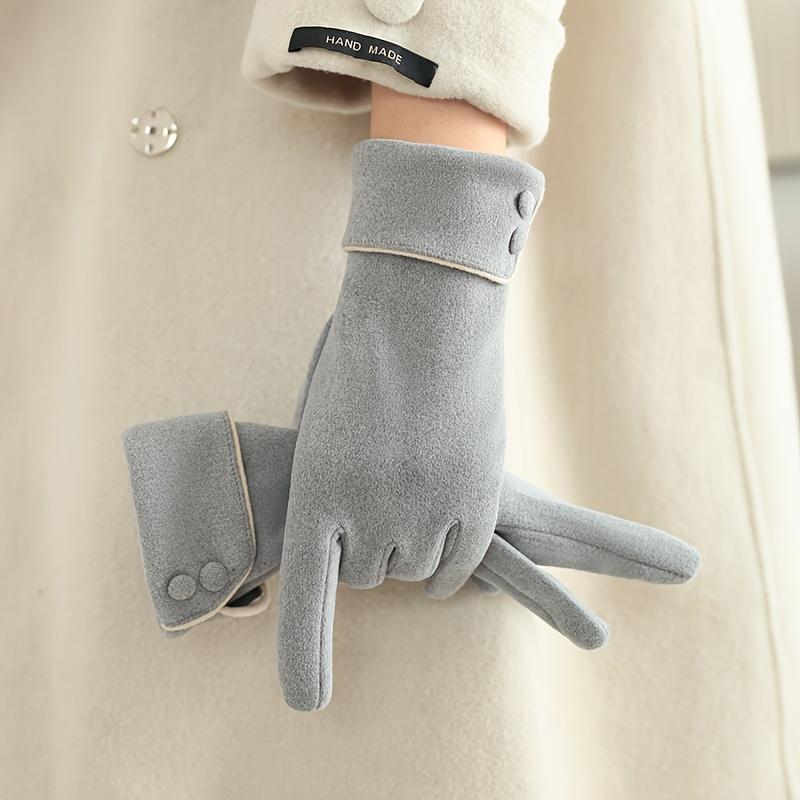 1 Pair of Warm Gloves Suitable for Women's Winter Fleece-Lined Windproof and Cold-Resistant Touchscreen Cycling Driving Fingerless Mittens