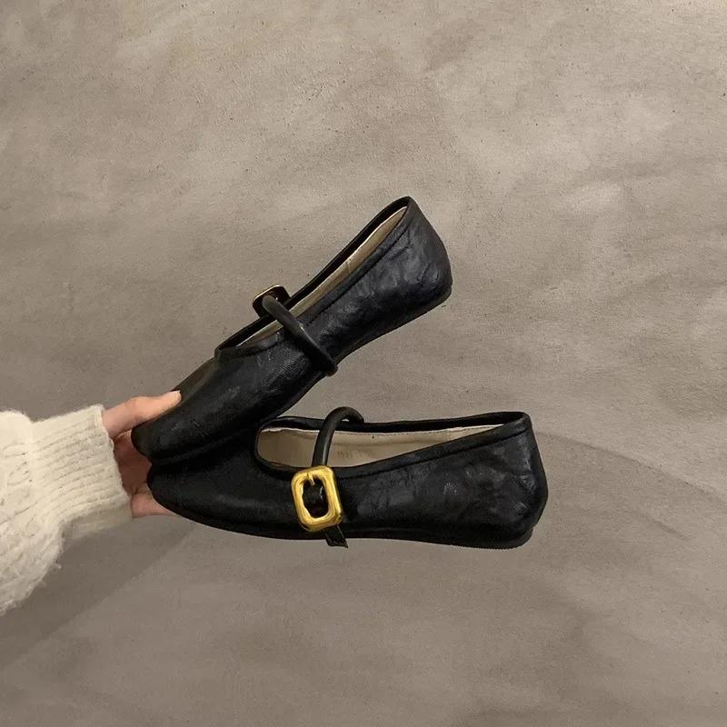 Fashion 2025 Women's Flat Shoes French Style Gentleman's Shoes Rubber Upper Small Leather Shoes for Day and Night Zapatillas De Mujer