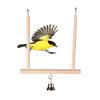 Bird Perch Parrot Play Toys Stand Holder Natural Wooden Swing Bell Cage Hanging