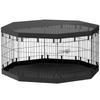 Puppy Playpen, 76 cm High/approx. 2.5 m², 8 Panels, Floor Tarpaulin, Combi Roof Cover