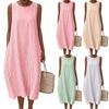 Women's Fashion Casual Striped Print Sleeveless Round Neck Vest Dress
