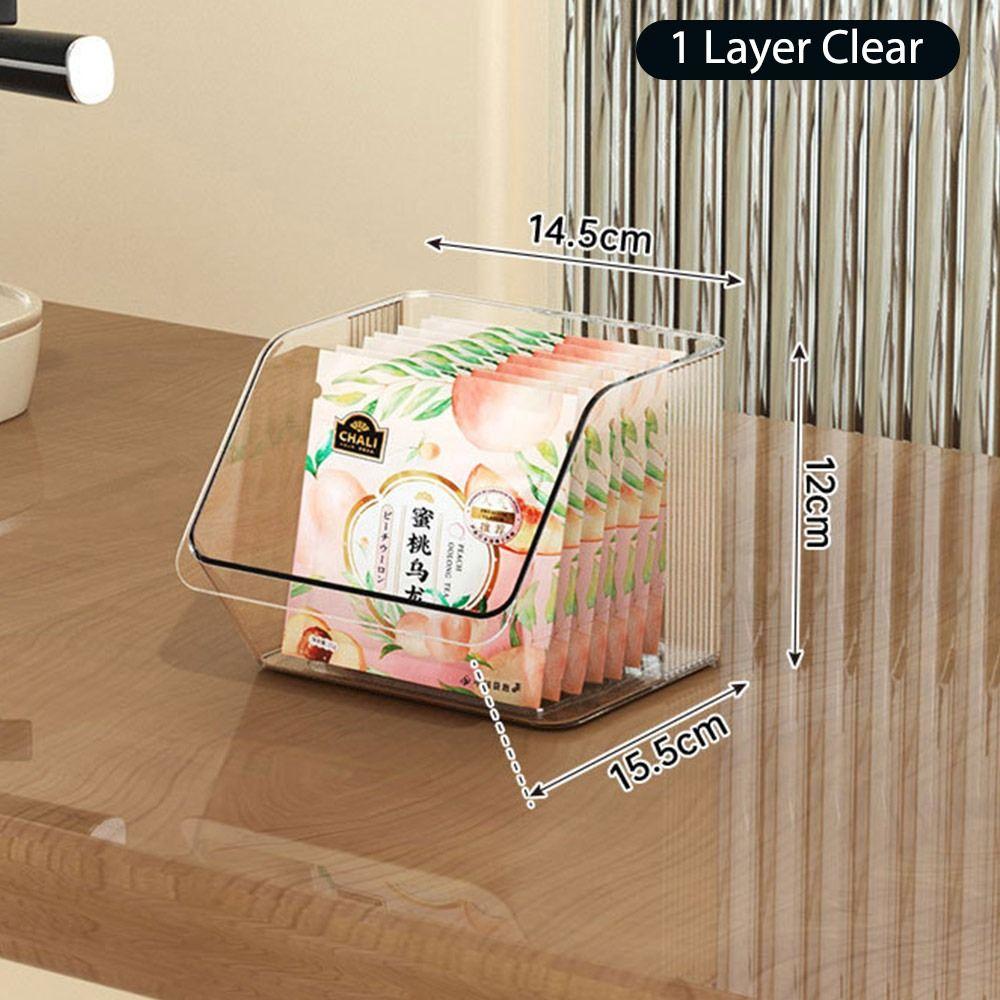 

1 шт. Настенный подвесной ящик для хранения чайных пакетиков, настольный ящик для хранения мелочей, закусок 1 Layer Clear