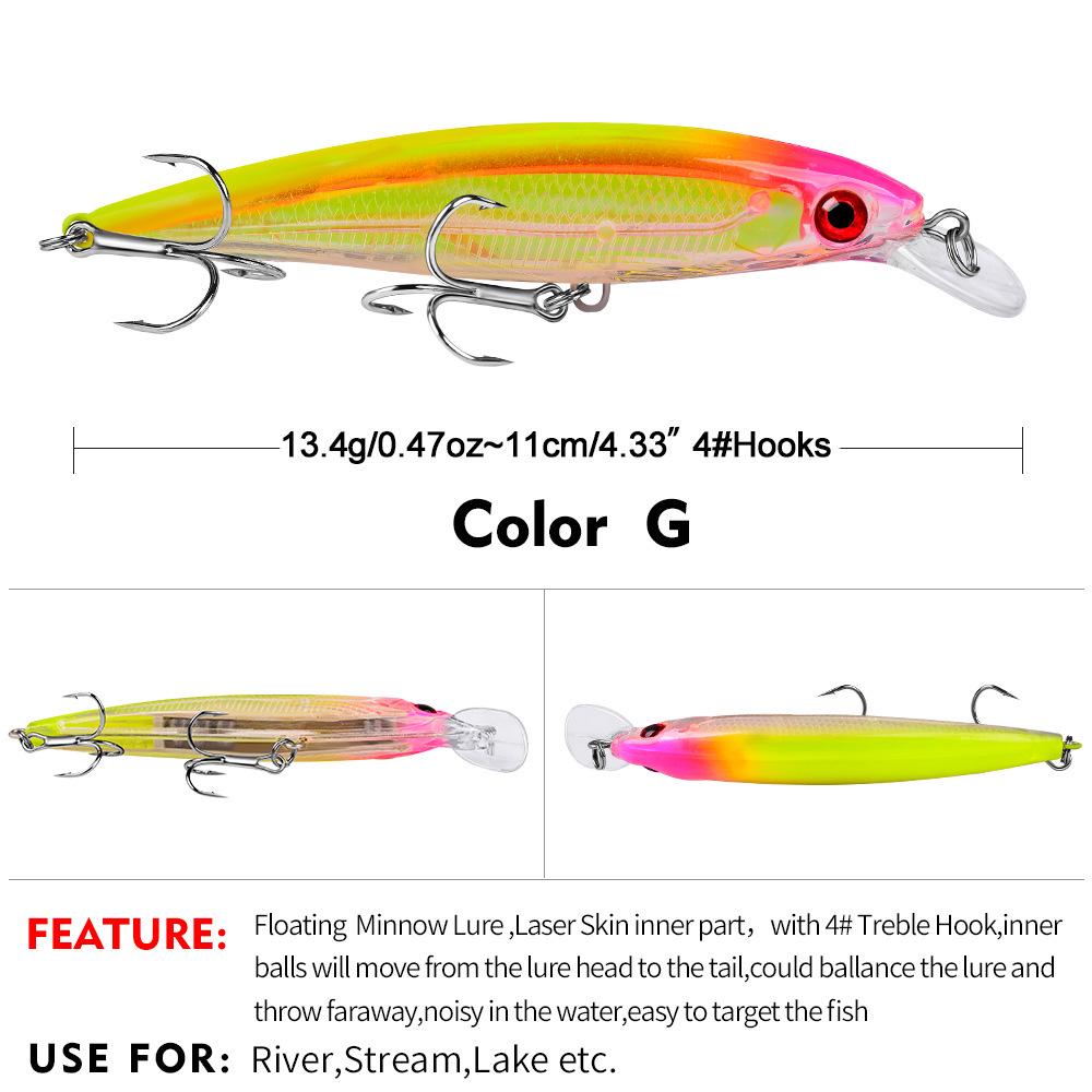 11CM Minnow Lure, 13.4G, 10 Colors, Zander Killer DW1199 Baits