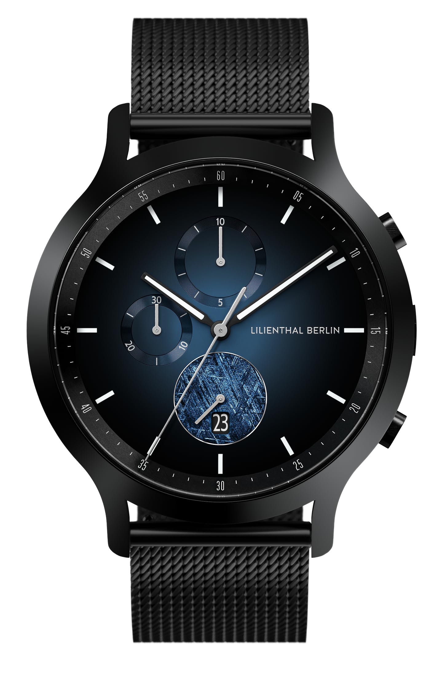 

Lilienthal Berlin Зроблено в годиннику, Хронограф, Дата, Метеорит, Німеччина, C01-024-B023C синій