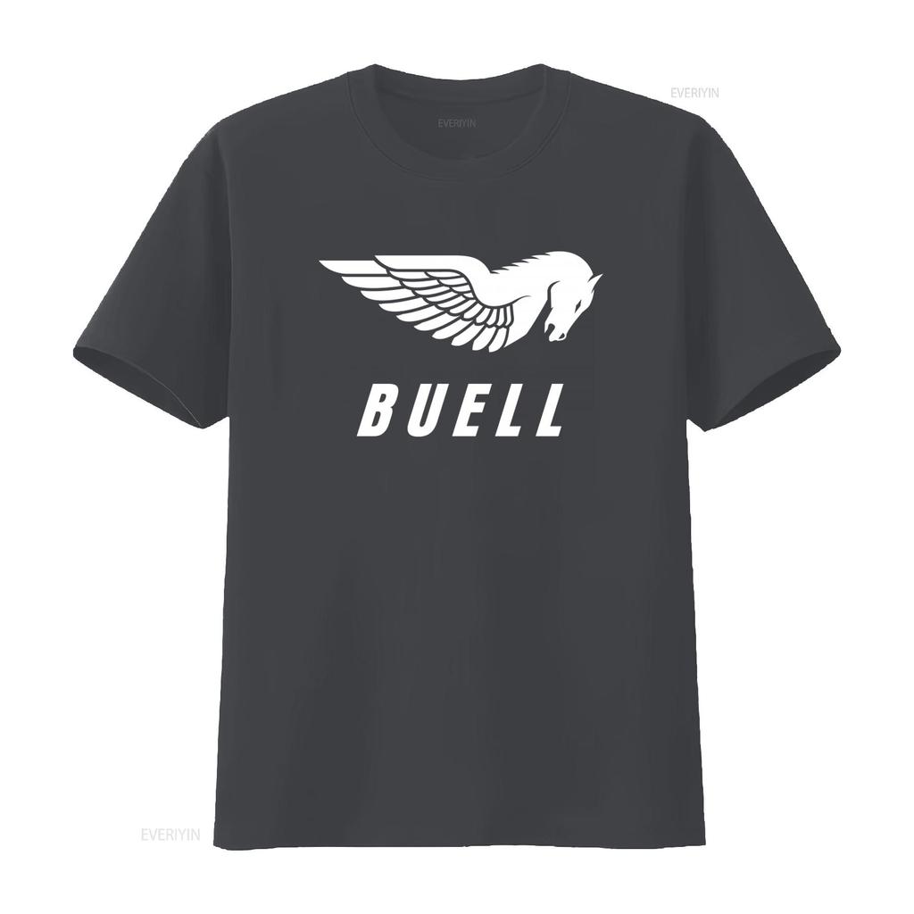 T-shirt con Stampa Logo Buell Motorcycles Girocollo vintage Lavata Comoda Elasticizzata moda Casuale Traspirante streetwear