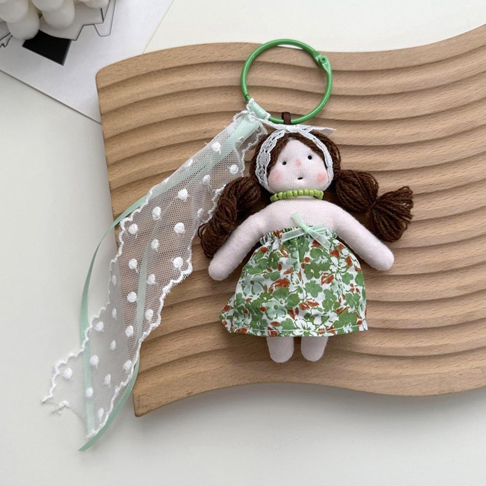 Cute Princess Girl Shaped Girl Keyrings Car Pendant with Lace Florals Dress Girl Shaped Bag Ornament Girl Shaped Keyring Key