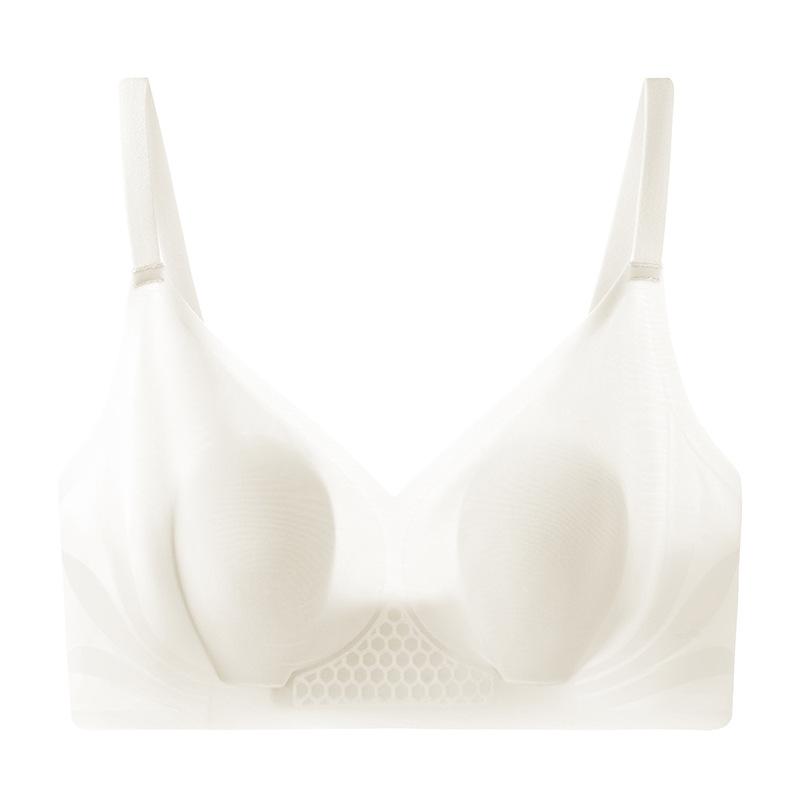 Rabbit Ears Underwear Women's Hole Cup No Steel Rim Gathering Thin Breathable Soft Support Bra Jelly Traceless
