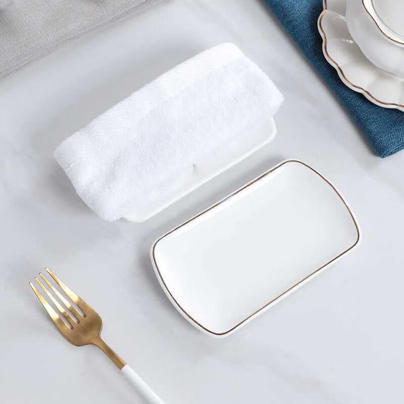 Gold-Rimmed Ceramic Multipurpose Tray Set