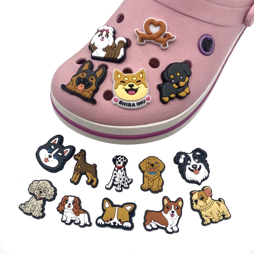 Cartoon Puppy Clog Shoe Charms - Soft PVC Flower Ornaments for Sandals and Slippers