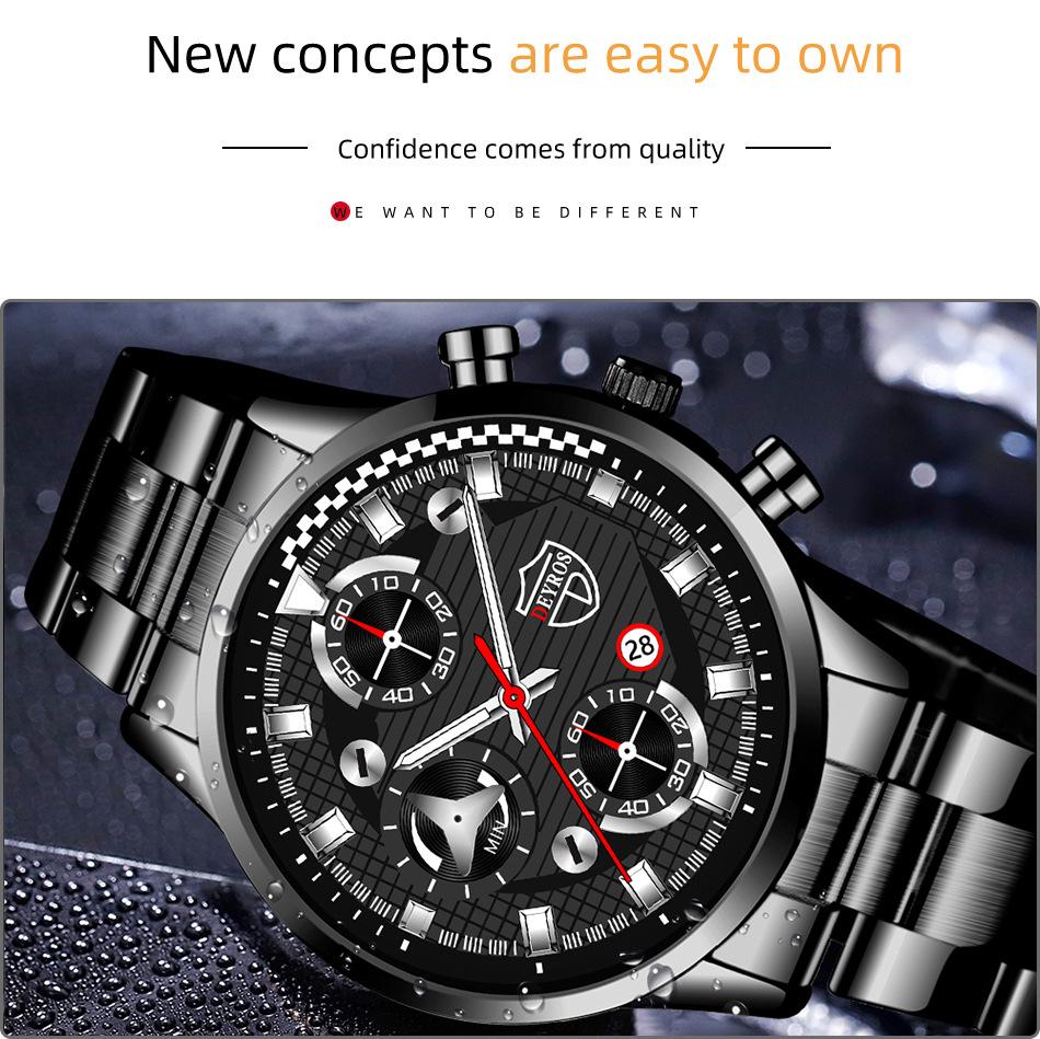 Trendy Brand Business Men's Watch Luxury Sports Men's Calendar Watch Student Sports Watch Stainless Steel Watch Quartz Watch