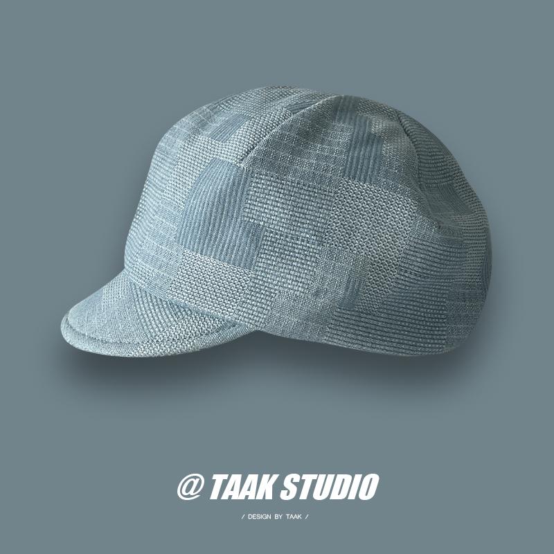 Vintage denim beret children's summer painter hat versatile face small literary octagonal hat newsboy hat