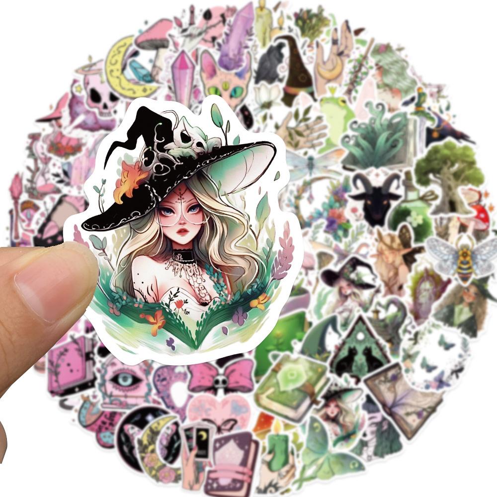 10/30/50/100pcs Kawaii Pink Green Magic Witch Graffiti Stickers Gothic Cartoon Decals Laptop Suitcase Phone Aesthetic Sticker