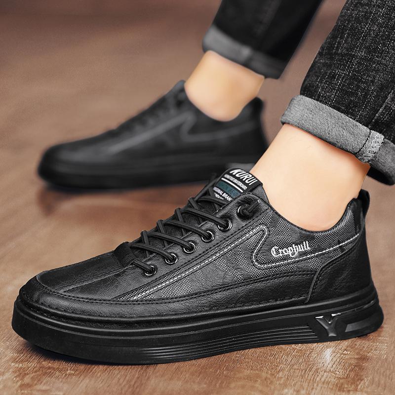 Nuove scarpe sportive casual in pelle da uomo stile retrò, comode suole spesse e scarpe con rialzo