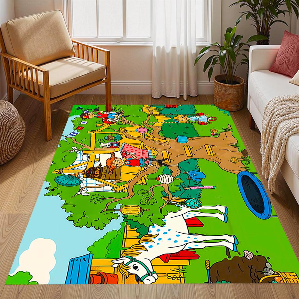 Knight Castle Treehouse Swing Themed Antislip Durable Polyester Home Decorative Large Size Logo Design Durable Floor Mat For Living Room Restaurant