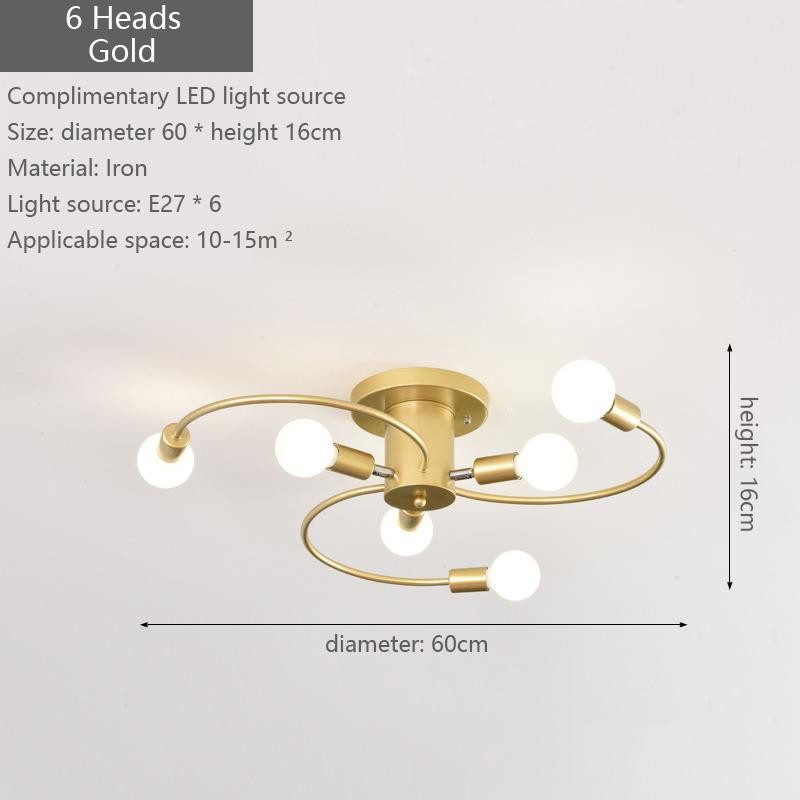 6 Heads LED Ceiling Lamp for Living Room Nordic Dome Light Home Decoration Lighting Natural Light Lighting Chandelier