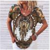 Summer V-neck 3D Printed Top Fashionable Casual Short Sleeved Women's T-shirts