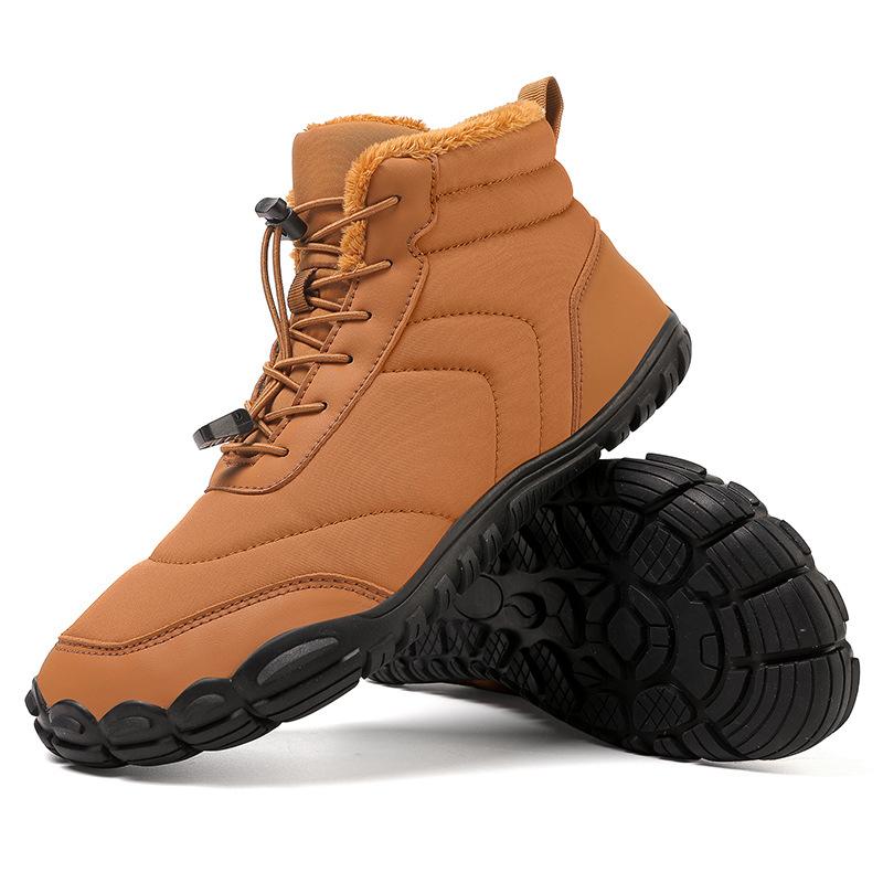 Winter five-finger cotton shoes, men's and women's high-top snow boots, piled and thickened to keep warm, non-slip and anti-splashing water, hiking