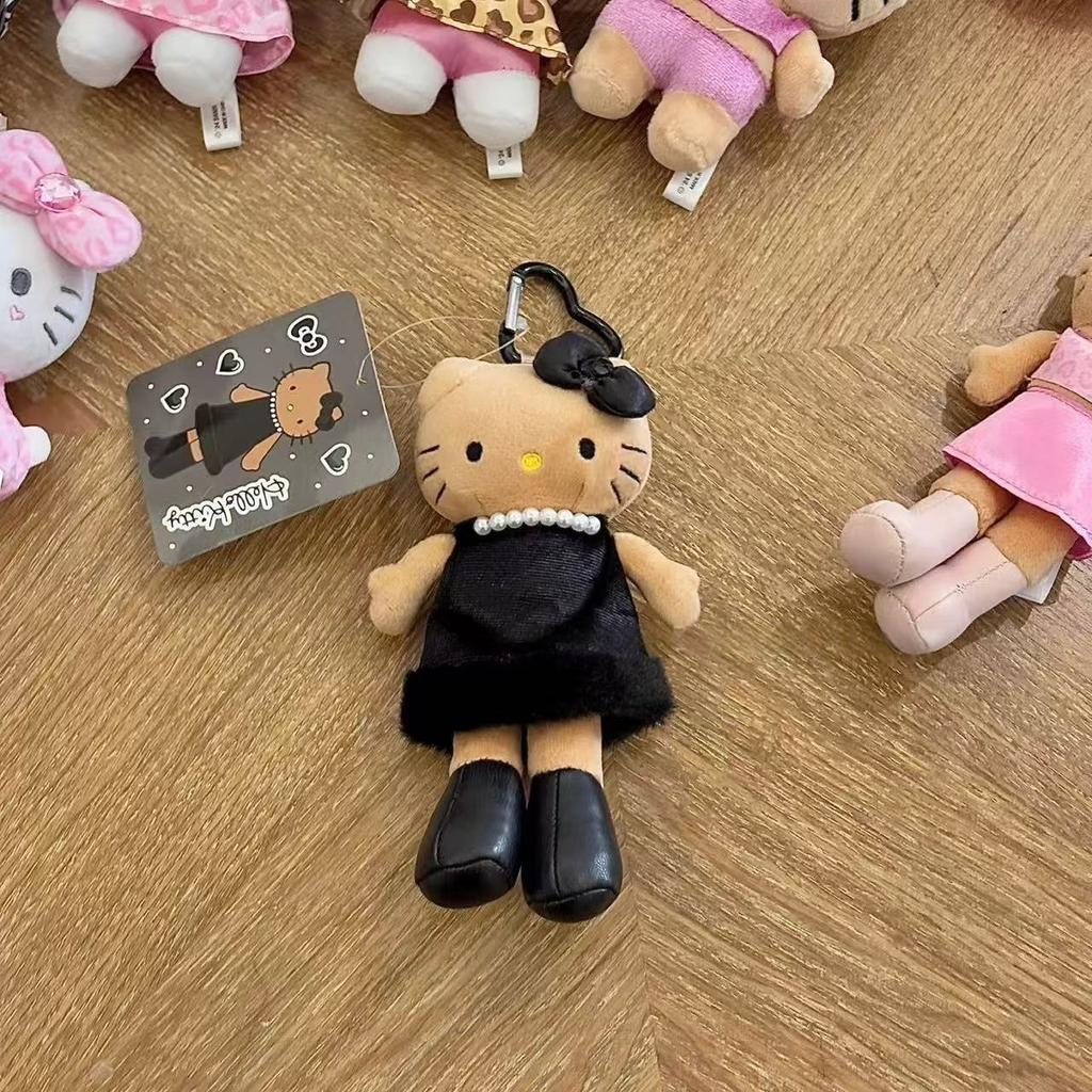 NEW styles Hello Kitty black leopard Plush Toy Keychain Sanrio Stuffed Toy Kitten Anime Stuffed Animals Pendant Girly Bag Charm