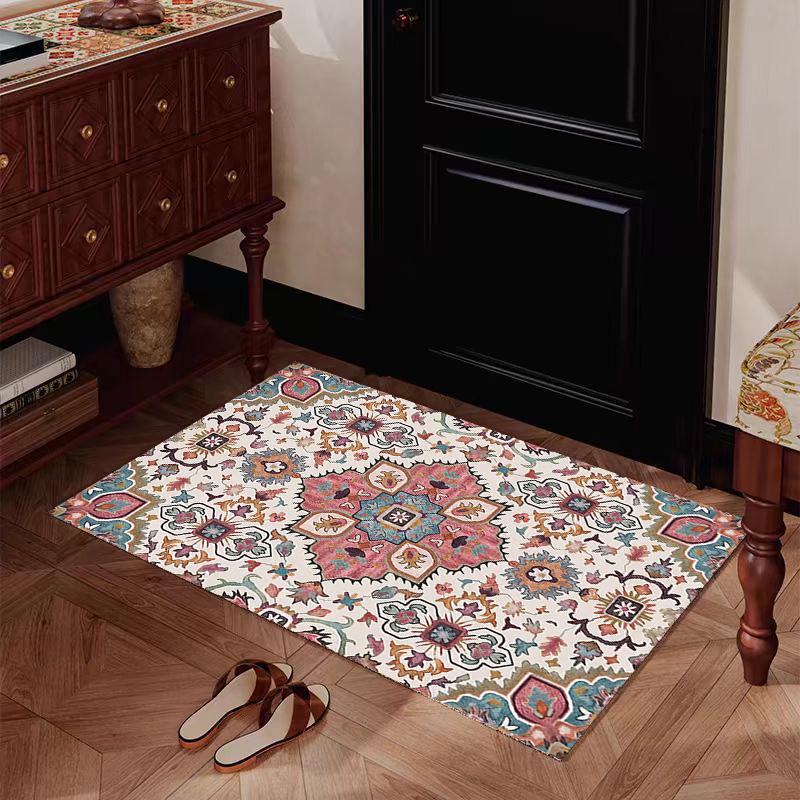 Bohemian Ethnic Style Crystal Velvet Carpet Coffee Table Mat Living Room Bedroom Soft Cozy Carpet Bedside Blanket