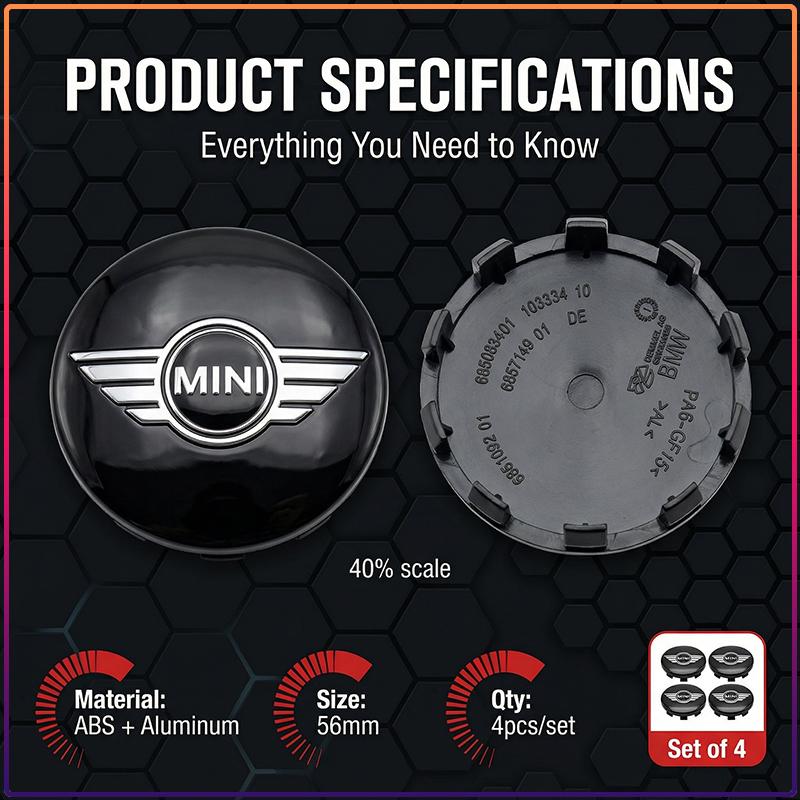 4Pcs 56MM Anti-Rust Rim Emblem Decals Scratch-Proof Car Wheel Center Cover For MINI Cooper Fridge One F56 R56 R57 R58 R59 R60 JCW Countryman Clubman